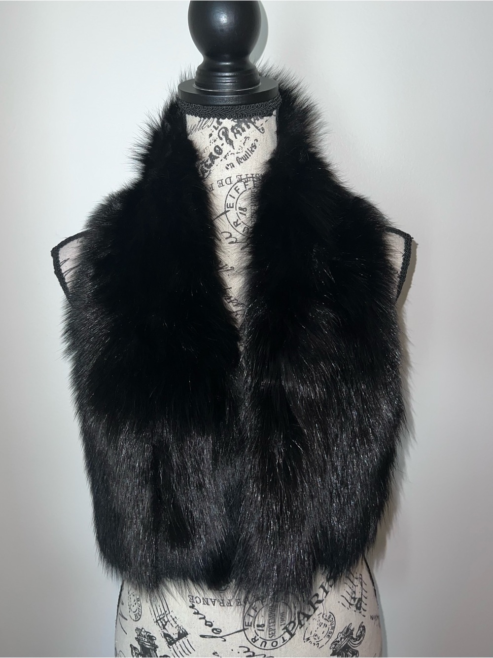 Vintage Genuine Black Fox Fur Collar Stole Scarf